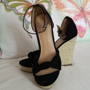 Black suede wedges
